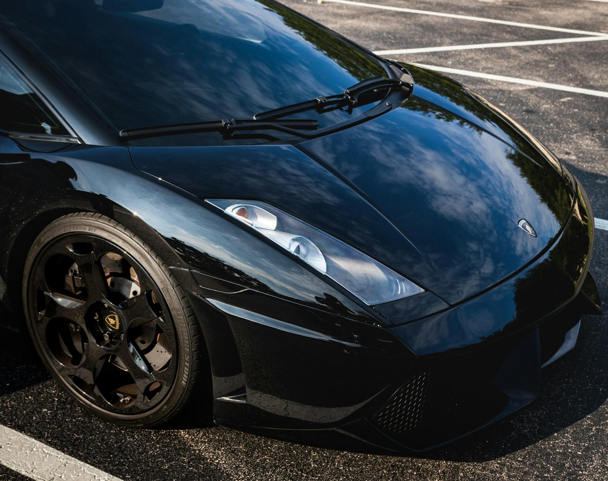 A black supercar parked